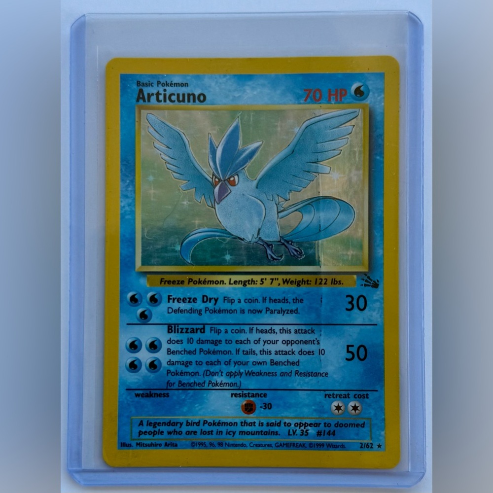 Articuno 2/62 Fossil Base Set Holo Rare Pokemon DMG Vintage 1999